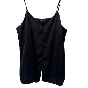 Kaari Blue Women's Cami Top Size Medium Grunge Black Dark Buttons Strappy Lined